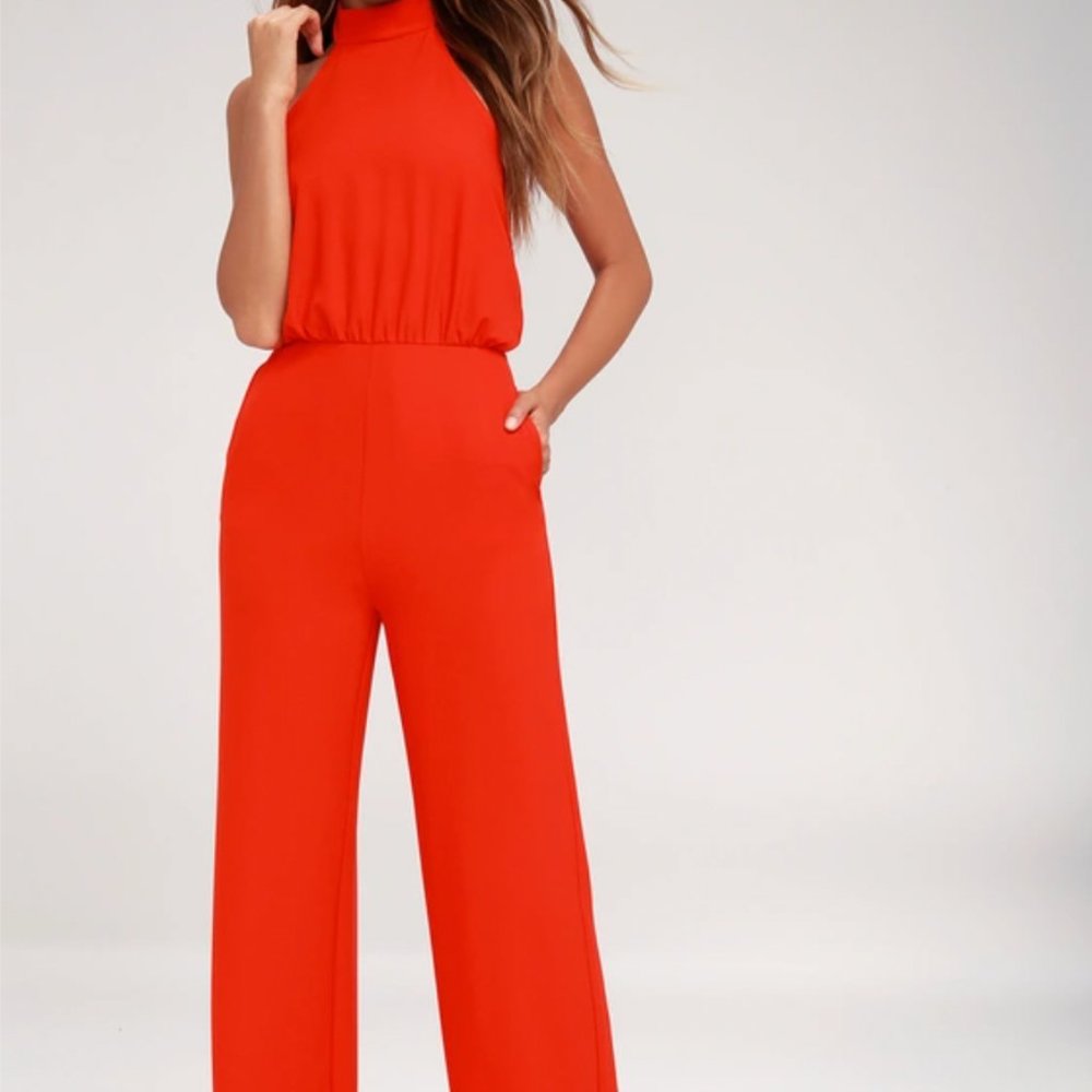 Lulus Moment for Life Red Halter Jumpsuit